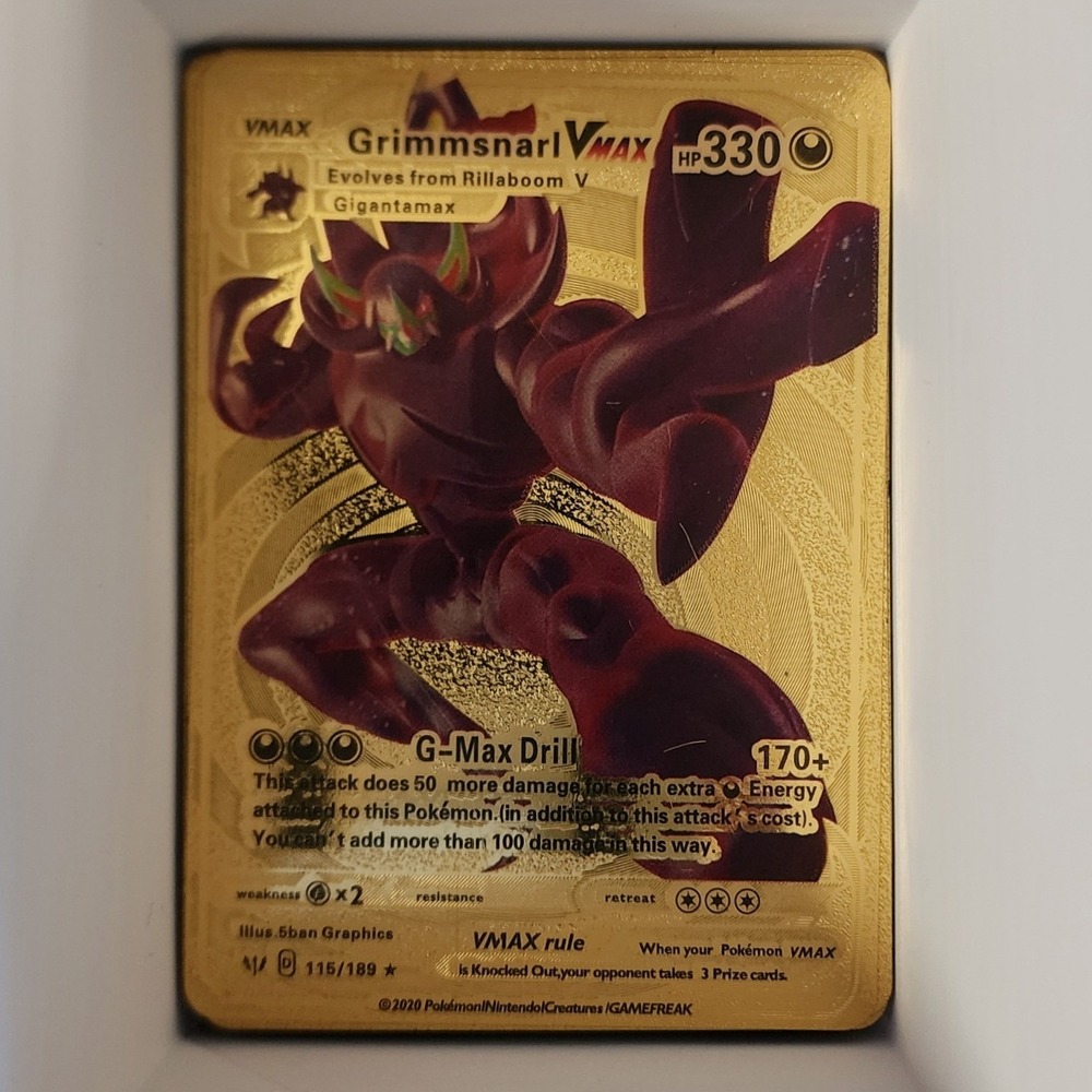 Pokemon Standard Gold Grimmsnarl VMAX Metallic Foil Card 115/189 Collectible